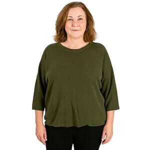 NWOT Halogen Women’s Dark Green Lightweight Crew Neck Pullover Sweater Size XL